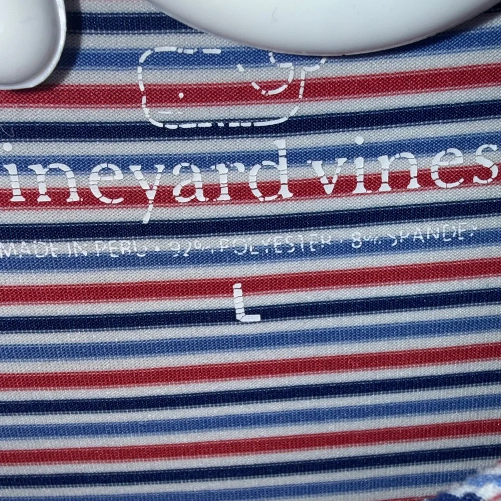 Vineyard Vines Blue and Red Striped Polo Shirt - Picture 4 of 5